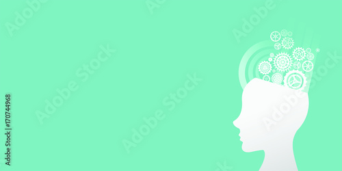 Vector images with thinking gears concept / Vector images with thinking gears concept green background
