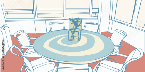 Empty chairs around the table and conference room / Vector of empty chairs around the table and conference room