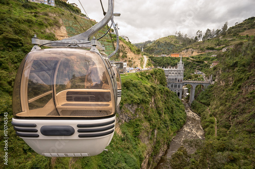 cablecar ride to the famous cathedral built over a canyon is very popular with the tourists photo