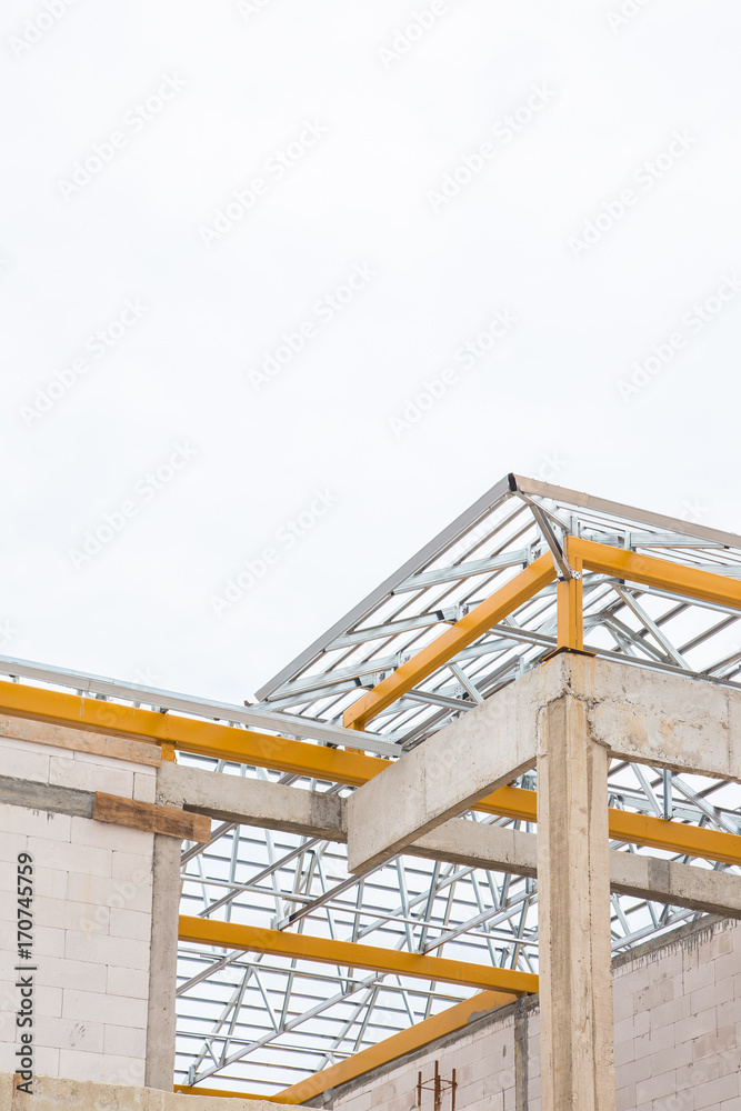 Structure of truss prefabricated steel roof frame in building ...