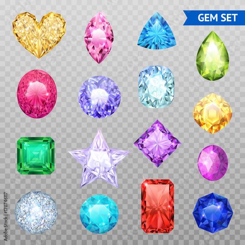 Gemstones Transparent Icon Set