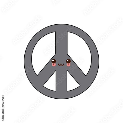 kawaii hippie peace love circle button element symbol vector illustration
