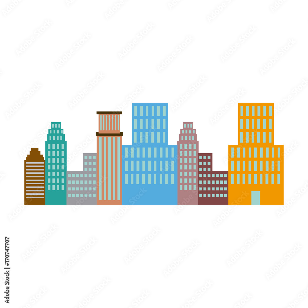 panorama picture of city skyline architecture vector illustration