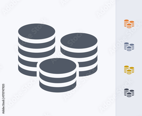 Coin Stack - Carbon Icons A professional, pixel-perfect icon  designed on a 32x32 pixel grid and redesigned on a 16x16 pixel grid for very small sizes.