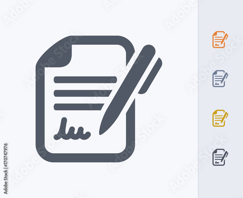Contract & Pen - Carbon Icons A professional, pixel-perfect icon  designed on a 32x32 pixel grid and redesigned on a 16x16 pixel grid for very small sizes. photo