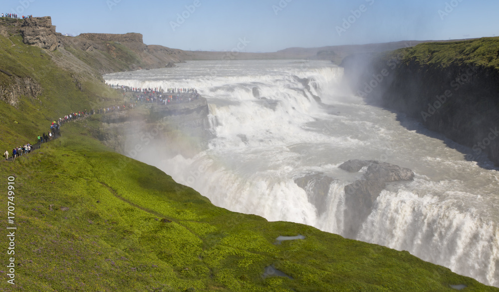 Gullfoss waterfall in Golden Circle popular tourist route in the canyon of the Hvítá river in southwest Iceland Gullfoss waterfall in Golden Circle popular tourist route in the canyon of the Hvítá river in southwest Iceland
