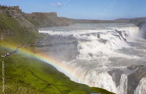 Gullfoss waterfall in Golden Circle popular tourist route in the canyon of the Hvítá river in southwest Iceland