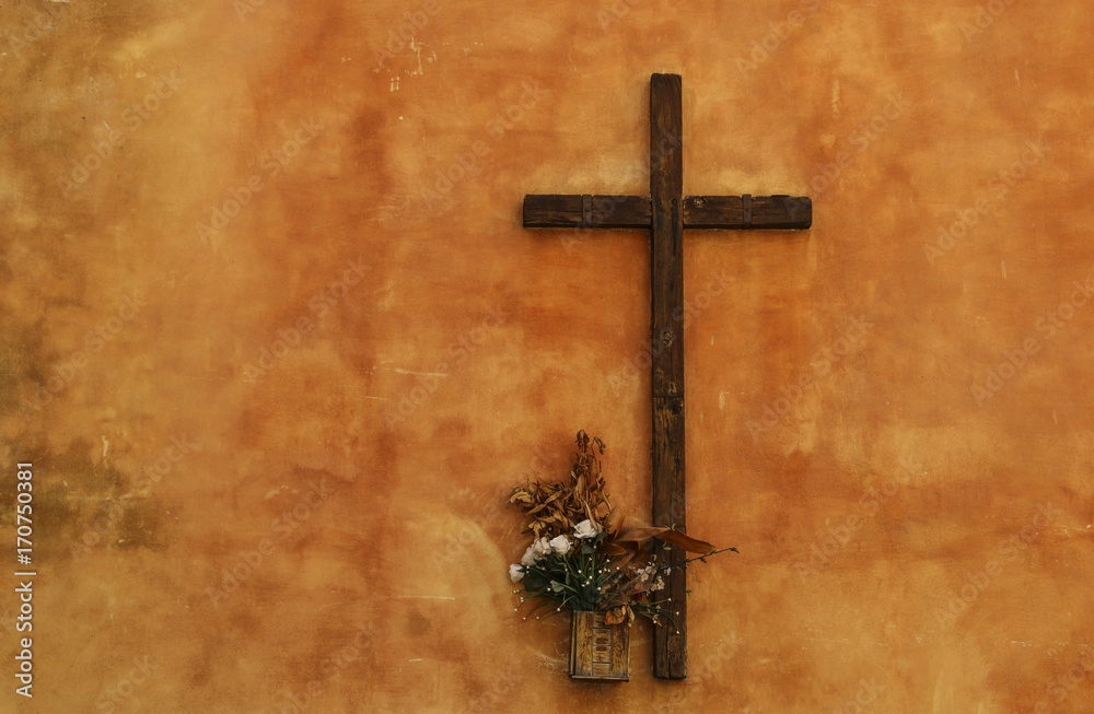 Catholic cross on the wall