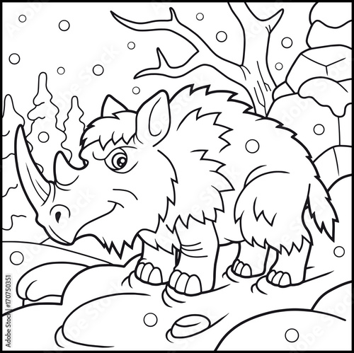 cartoon woolly rhino coloring book
