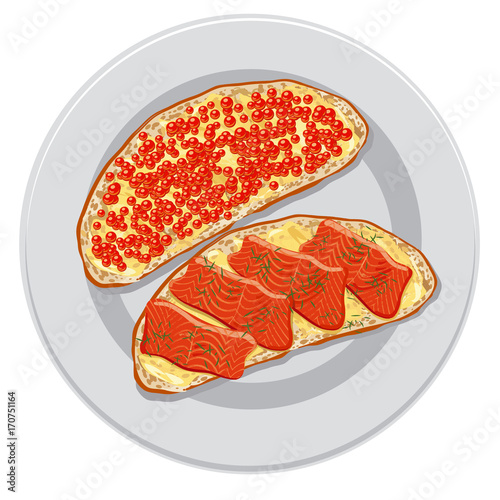 sandwiches with red caviar
