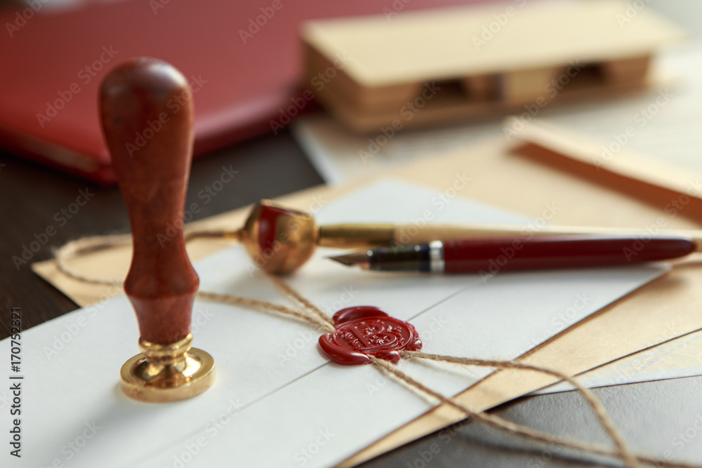 Notary public wax stamp - seal on notarized document Notary public wax stamp - seal on notarized document