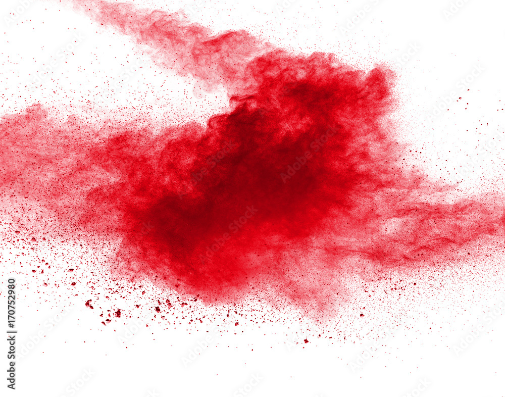 abstract multicolored powder splatted on white background,Freeze motion of color powder exploding