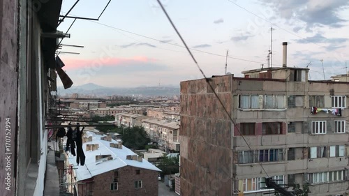 Old high-rise buildings in Yerevan, Armenia photo