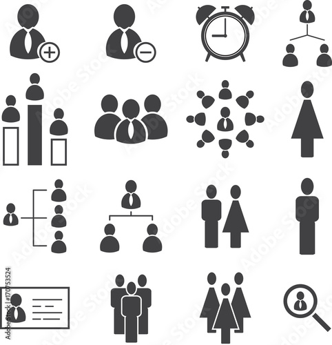 Business office management icons, staff personnel icons set, illustration EPS10
