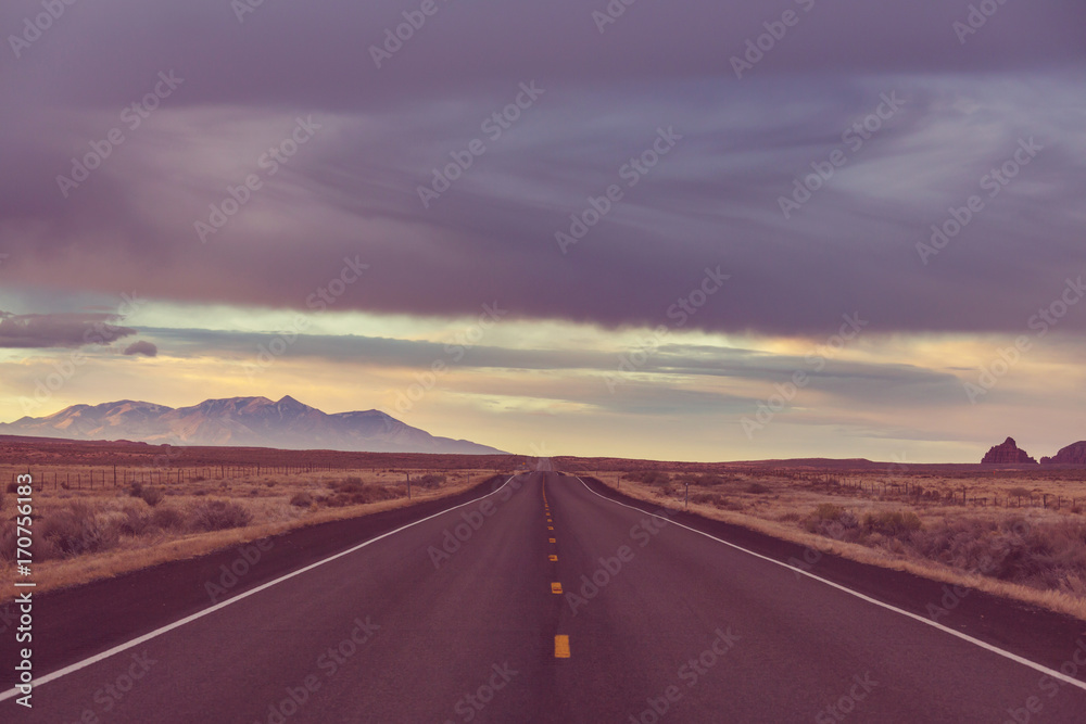 Naklejka premium Road in prairie