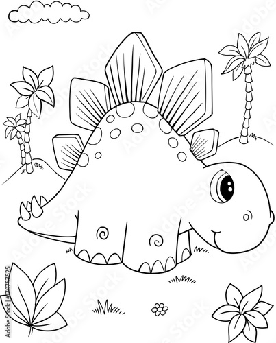 Cute Stegosaurus Dinosaur Vector Illustration Art