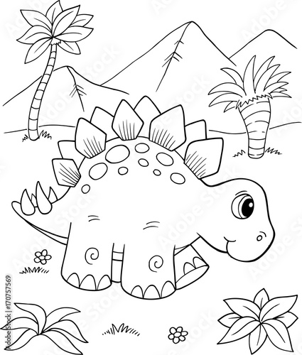 Cute Stegosaurus Dinosaur Vector Illustration Art