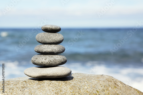 concept of balance and harmony. rocks on the coast of the Sea