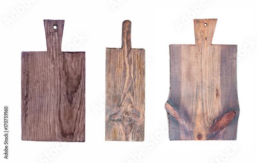 Three old cutting boards
