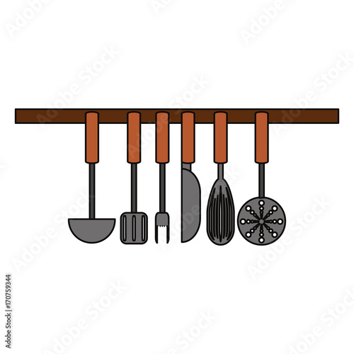kitchen utensils icon over white background vector illustration