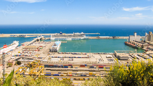 Terminal Port Nou viewed from Montjuic Park in Barcelona