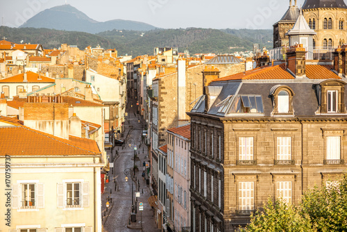 Fototapeta Naklejka Na Ścianę i Meble -  Top view on the old street in Clermont-Ferrand city in central France