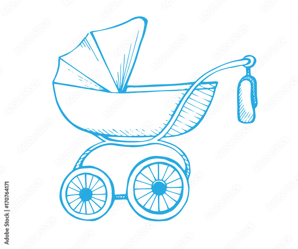 Premium Vector  Sketch of a baby stroller
