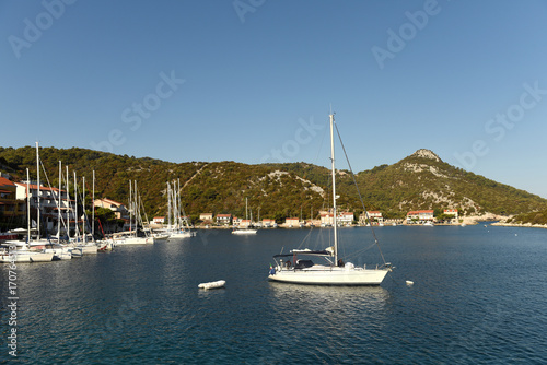 Yachts and boats in Zaklopatica bay on Island of Lastovo, Сroatia photo