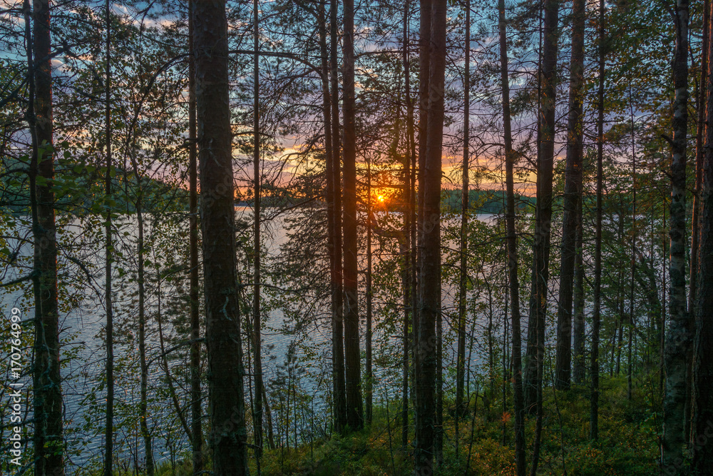Beautiful sunset on a lake in Karelia. Beautiful sunset on a lake in Karelia.
