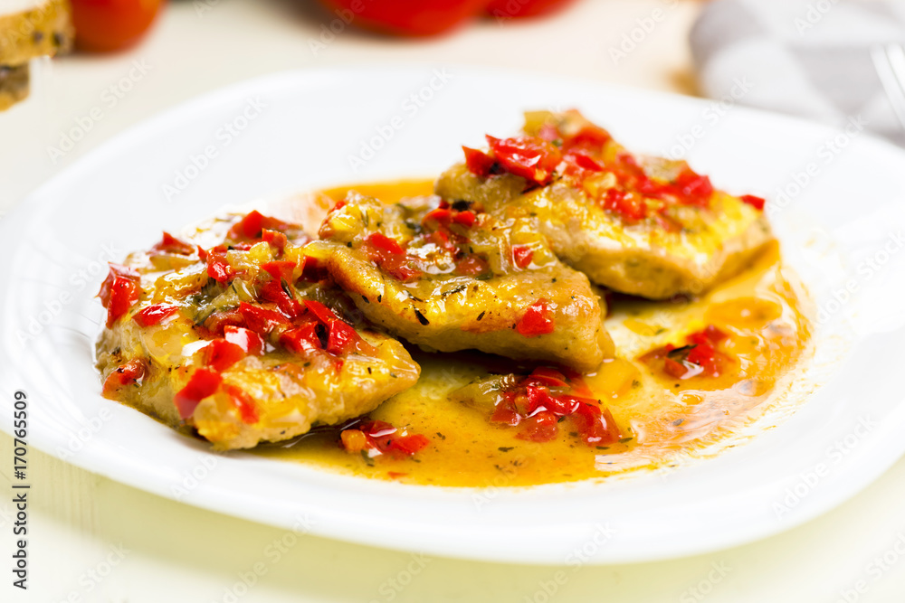chicken breast fillet in paprika beer souce chicken breast fillet in paprika beer souce