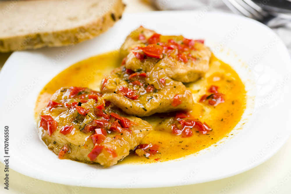 chicken breast fillet in paprika beer souce chicken breast fillet in paprika beer souce