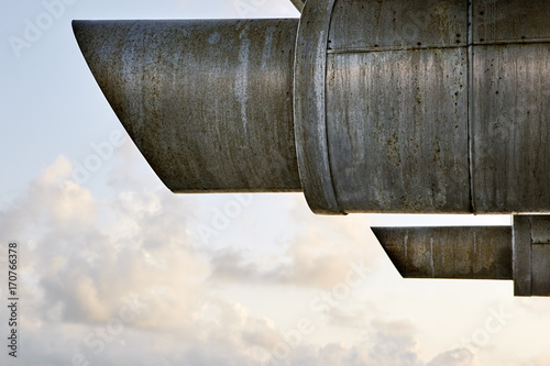Giant exhausts on a ocean going liner