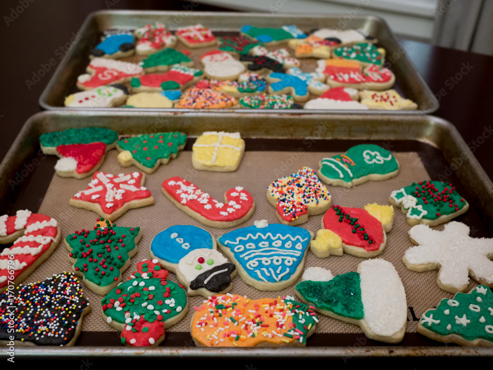 Decorated frosted Christmas cookies