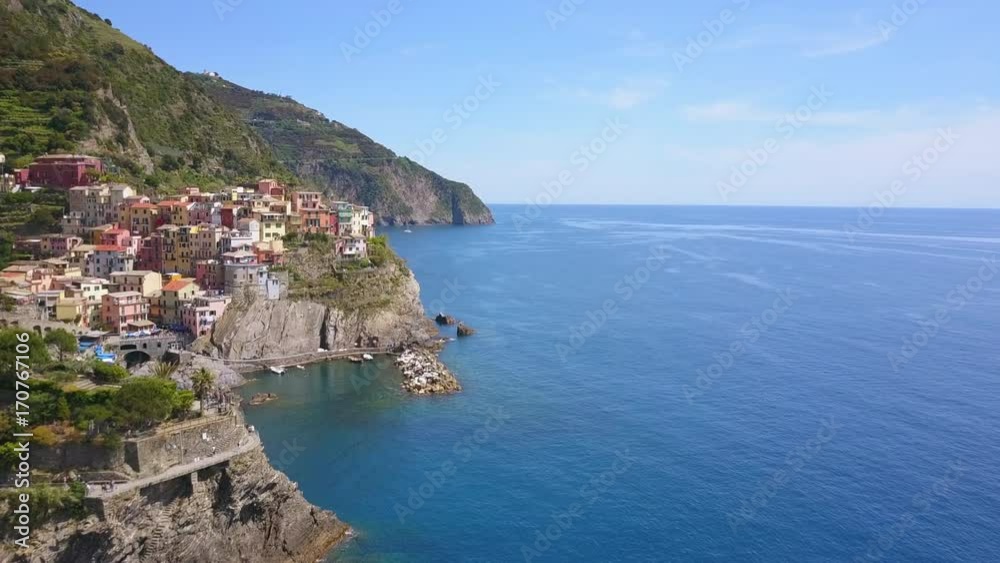italy famous landmark manarola village aerial view