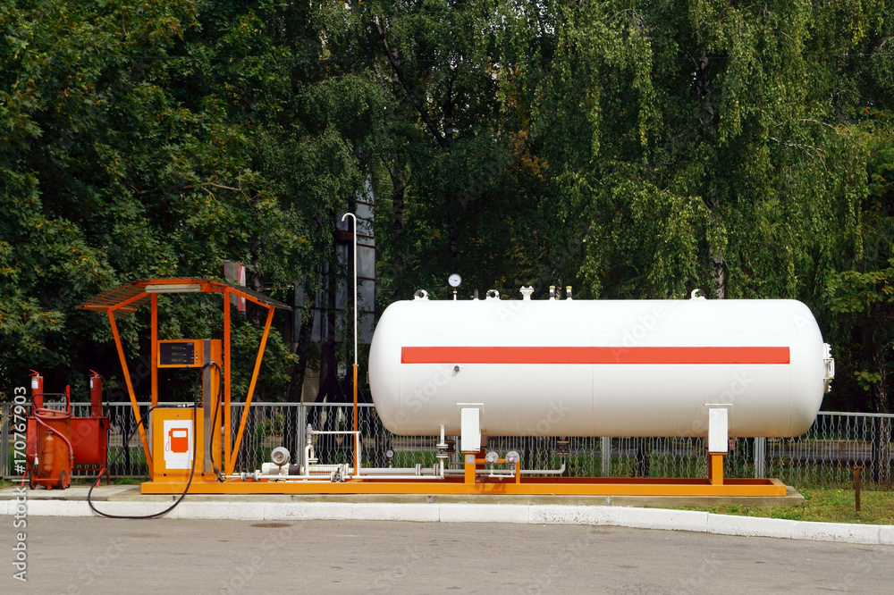 LPG station for filling liquefied gas into the vehicle tanks. Environmentally friendly fuel.