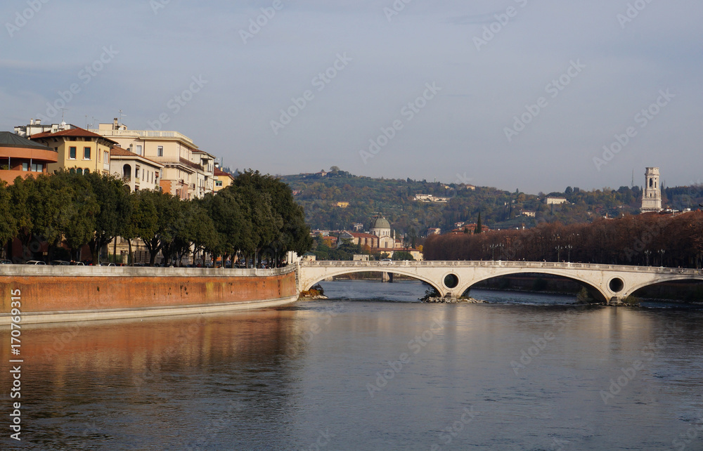 Naklejka premium Bridge over the river Adige in Verona