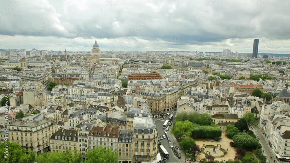 panorama of Paris in France with the Tour Eiffel tower from top of the church Notre Dame of Paris, Europe, France. panorama of Paris in France with the Tour Eiffel tower from top of the church Notre Dame of Paris, Europe, France.