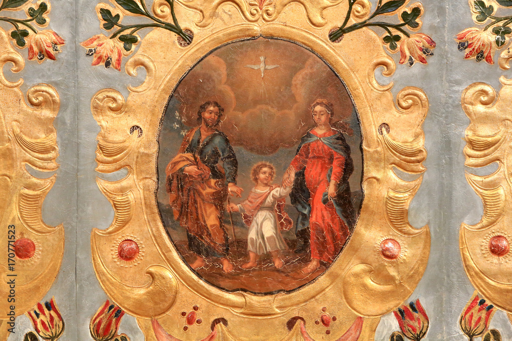 La Sainte Famille. Eglise Saint-Nicolas de Véroce The Holy Family.  