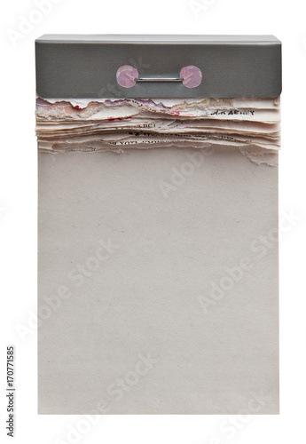 Tear-off calendar with a blank sheet. Isolated on white background