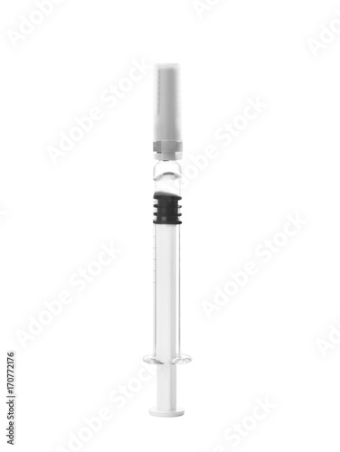 Empty syringe on white background