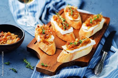 Bacon onion marmalade Brie crostini photo