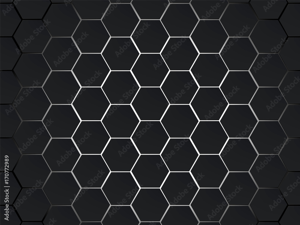 Dark gray and white hexagons modern geometrical vector abstract background. Polygon concept with modern efect for technology banner. Dark gray and white hexagons modern geometrical vector abstract background. Polygon concept with modern efect for technology banner.