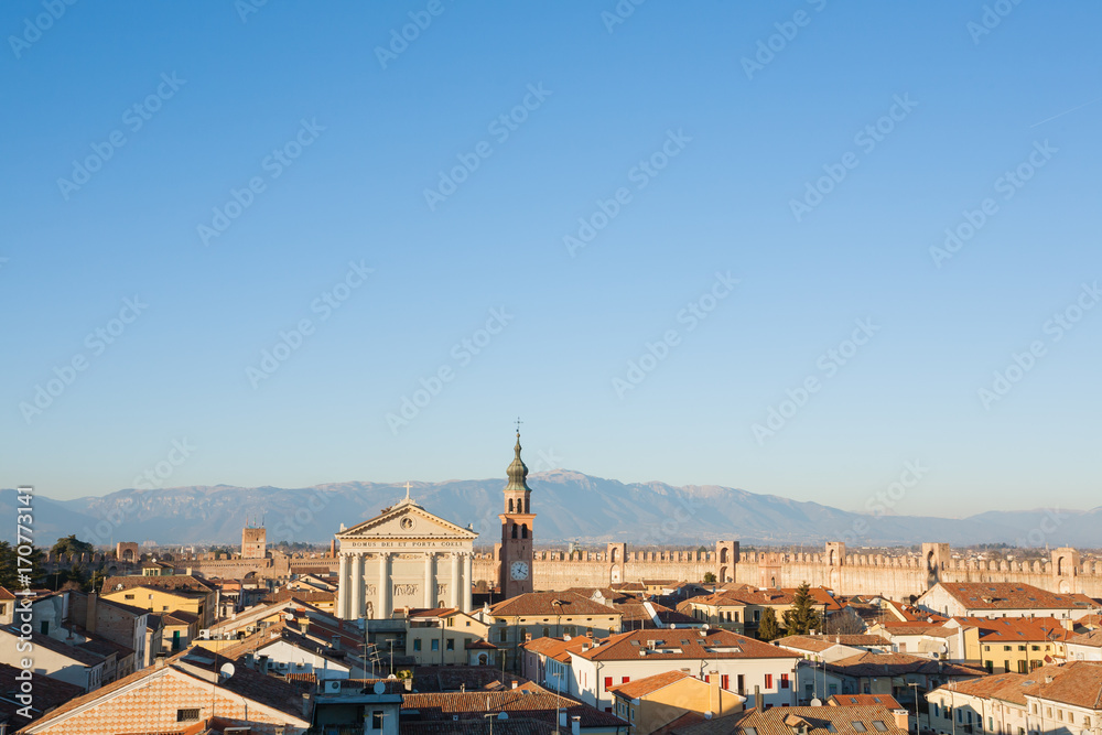 View of Cittadella, walled city in Italy