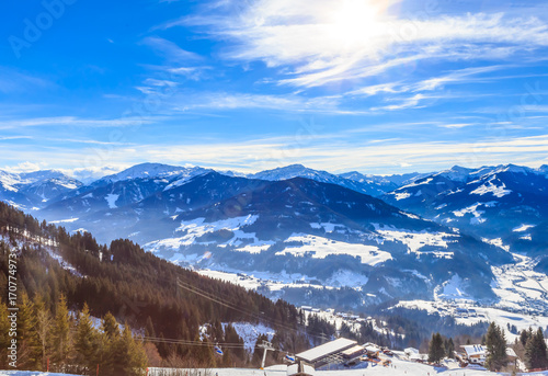 On the slopes of the ski resort Brixen im Thalef. Tyrol  Austria