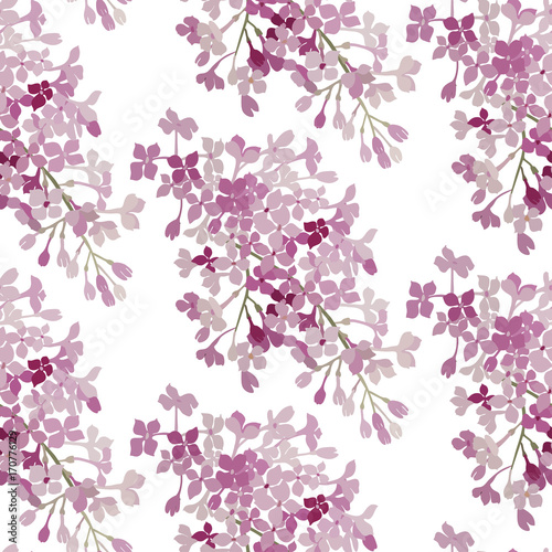 Seamless pattern. Pink flowers lilac. Vector background banner.