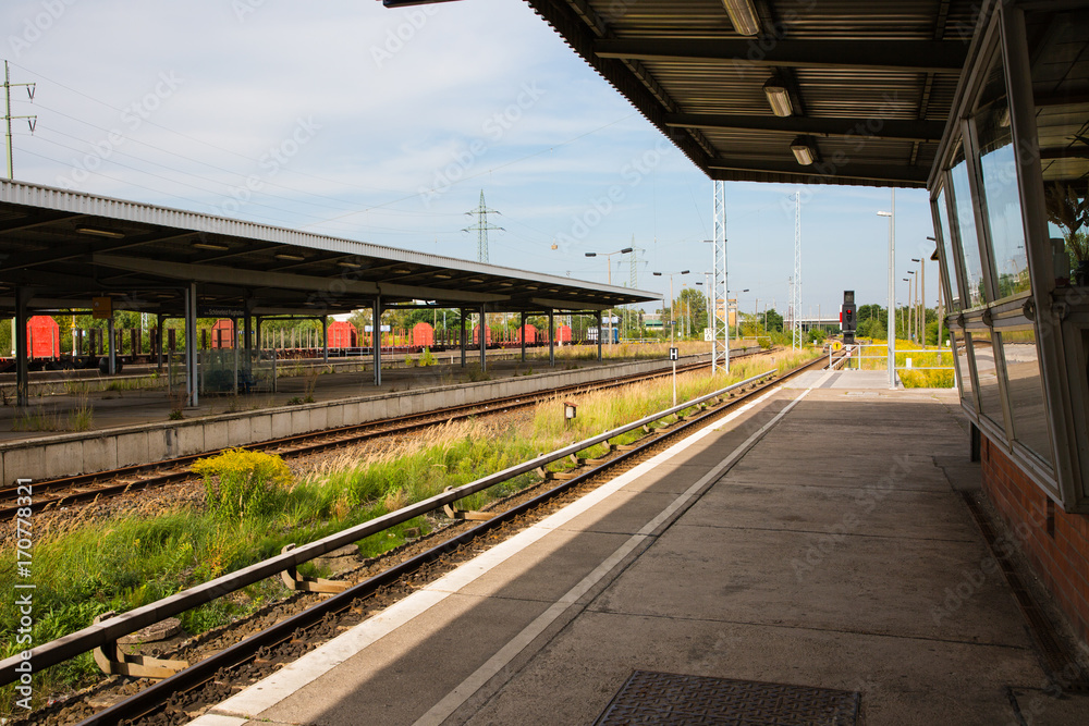Empty platform of railway station in Berlin, Germany Empty platform of railway station in Berlin, Germany