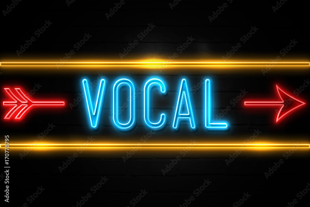 Obraz premium Vocal - fluorescent Neon Sign on brickwall Front view