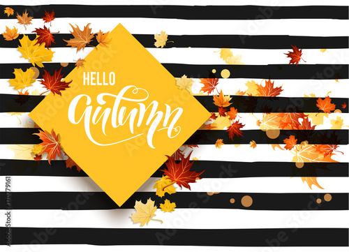 Hello fall striped card