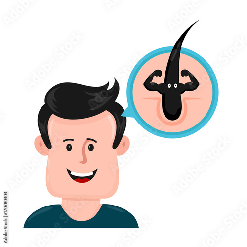 Young man with strong beauty healthy hair