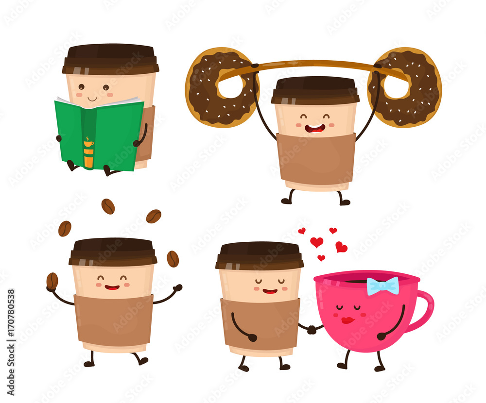 Coffee paper cup vector flat style cartoon Stock Vector | Adobe Stock